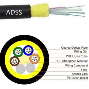 Wholesale 24 / 36 / 48 / 72 Core SM G652D Fiber Optic Cable ADSS Wire Non Metallic from china suppliers