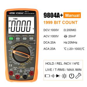 Wholesale Victor VC9804A+ 9804 Pocket Multimeter True RMS AC DC 1000V 20A multimeter digital from china suppliers
