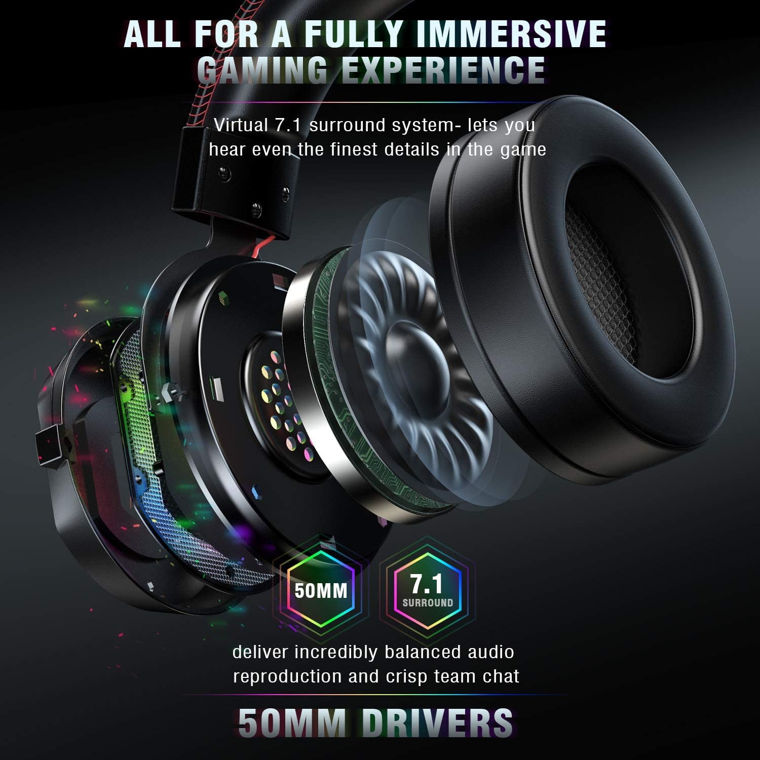 Xbox One 50mm 20000Hz 2.2m Runmus K3 Gaming Headset