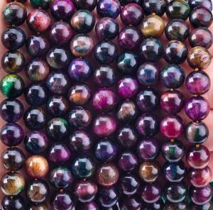 Wholesale Natural Crystal Gemstone Rainbow Tiger's Eye Loose Bead Strands Semi Precious Stone for DIY Jewelry Making from china suppliers