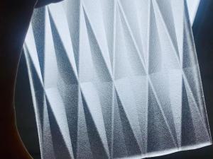 Wholesale Carved Tecture 10mm Extra Clear Glass Tempered Acid Etched Glass Narrow V-Grooves from china suppliers