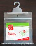 White Logo Printed Plastic Gift Bags With Handles / Bottom Gusset
