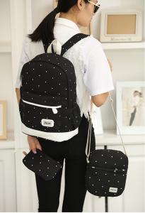 Wholesale Korean style 3pcs in 1 canvas fashion backpack set for student bag outdoor backpack from china suppliers