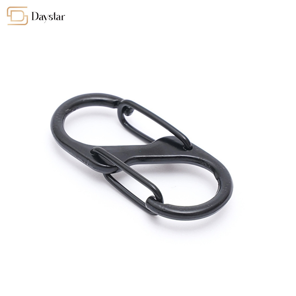 Interlocking Keychain Metal S Hook , Dual Wire Gate Clip Carabiner Slide Lock