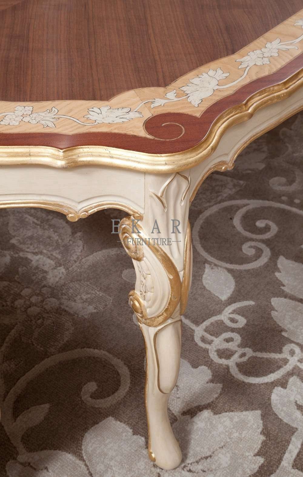 Wholesale High Gloss Finished Italian Classic Wooden Carving Tea Table