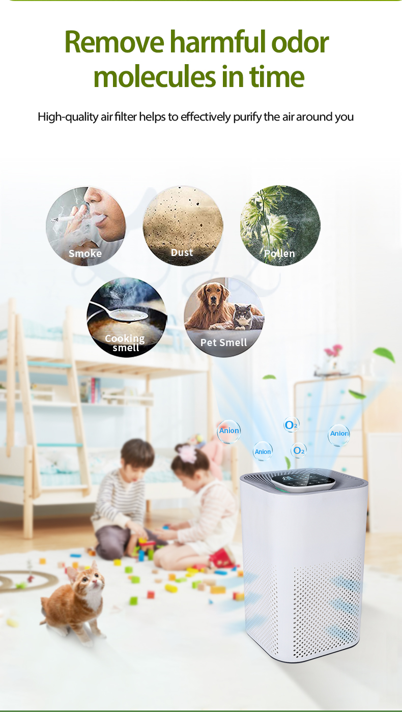 2022 New Purificador De Aire Hepa Desktop Ionized Air Purifier Negative Ion True Hepa Filter Portable Air Purifier Manufacturer