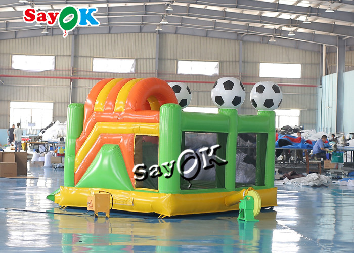 Green Small Football Jumper Inflatable Bounce Soccer Bouncer Slide Combo