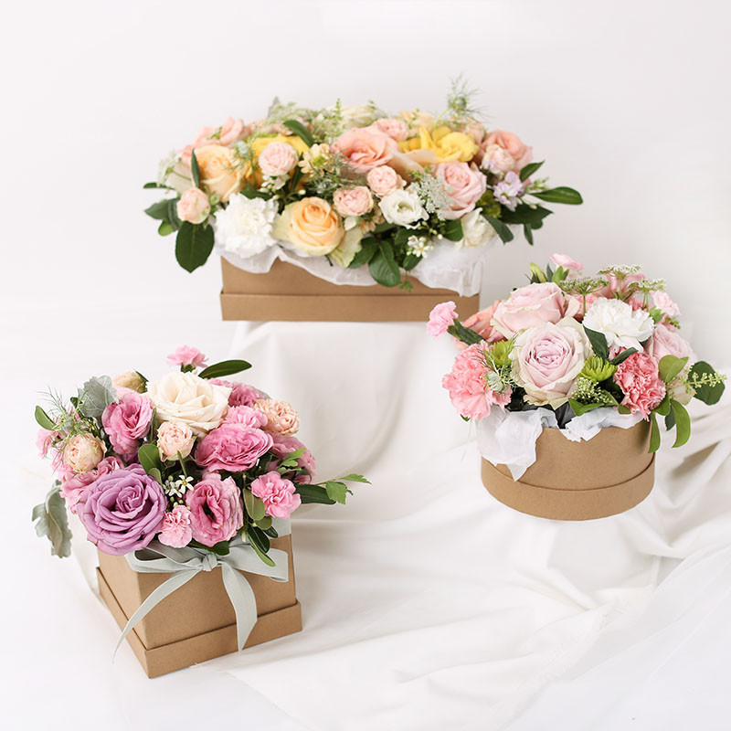 Customer's Logo Square Mini Rigid Paper Rose Soap Flower Box for Gift Bouquet Packaging