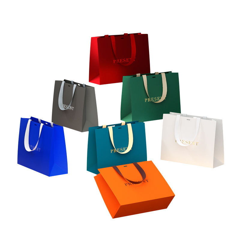 Cardboard Hand Length Handle Luxury Matte Paper Gift Shopping Bag with Custom Logo