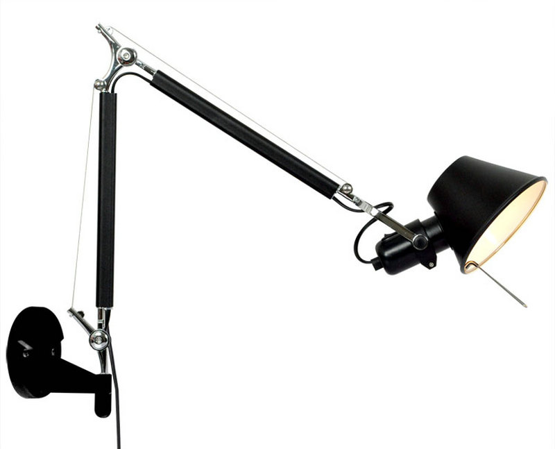 American Black Silver Wall Light E27 for Bedside Office Living Room Rotatable Long Arm Wall Lamp(WH-OR-233)