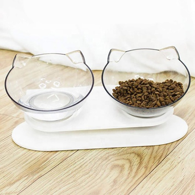 Tilting Style Cat Shape Transparent 370g Pet Food Dish