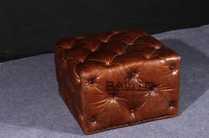 Wholesale classical old style antique club leather stool furniture from china suppliers