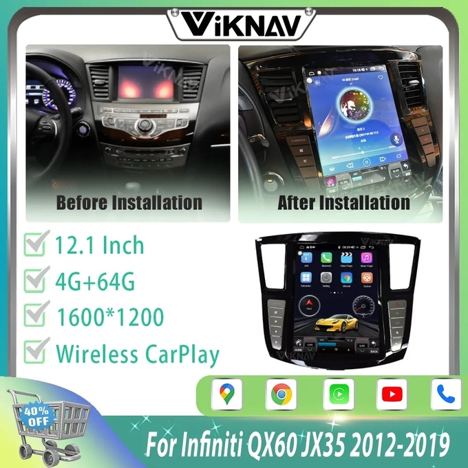12.1 Inch Touch Screen Car radio For Infiniti JX35 QX60 GPS Navigation Multimedia Player Android Wireless Carplay BT