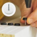 16mm Furniture Feet Nail In White Pe Plastic And Zinc Plated Nail For Wood