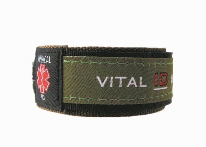 Custom Embroidery your logo Medical vital id wrist band with id card insert