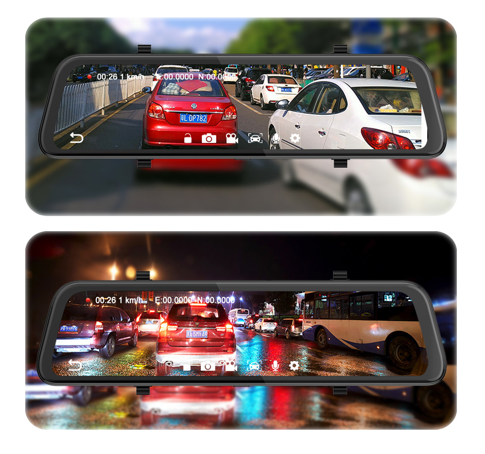 ADAS 4G Android Rearview Mirror 360 Degree Dash Cams Front And Rear 12 Inch