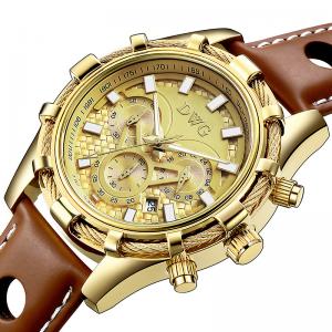 China OEM Leather Strap Quartz Watch Fashion Male Casual Dual Function on sale