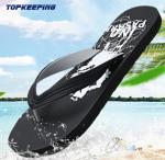 Classic Black Summer Beach Flip Flops For Man Custom Logo