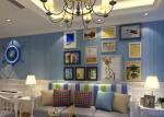 Mediterranean Style Modern Striped Wallpaper , Blue Non woven Wallpaper for TV