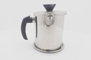 Wholesale 1.3L Kitchenware stainless steel oil strainer pot with lid round shape grease container from china suppliers