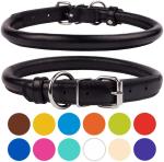 Genuine Leather Handmade Dog Leather Leashes , Soft Padded Round Puppy Collar