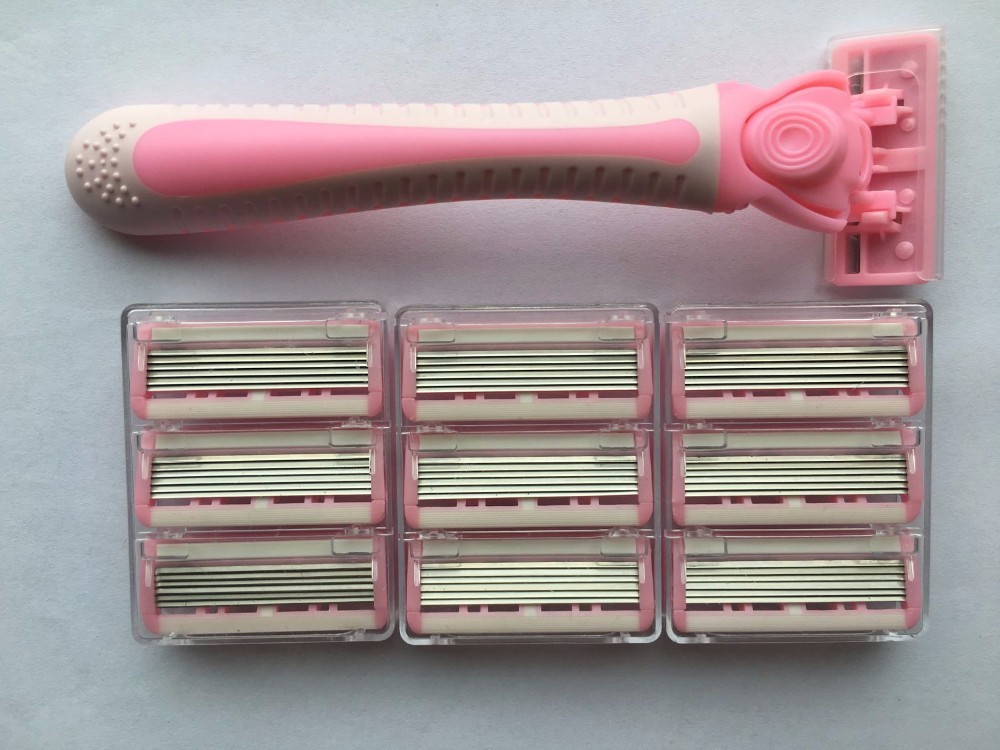 Wholesale Custom Six Blade Open Back Women Disposable Face Shaving Razor