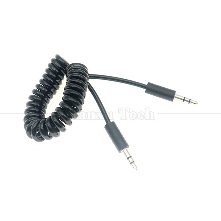 Spring Coiled Male to Male 3.5mm Jack Aux Stereo Audio Extension Cable
