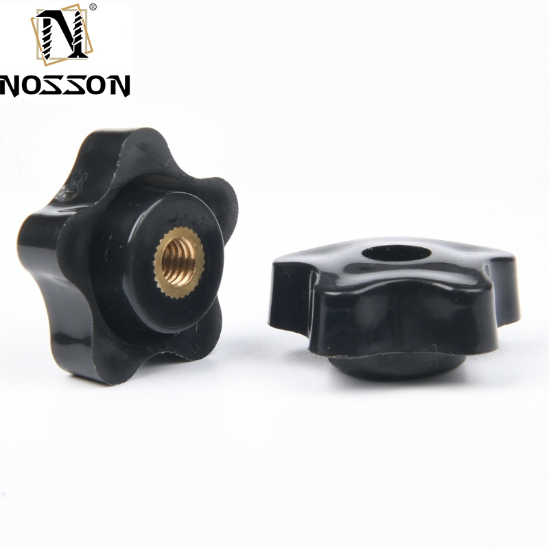 Custom M5 M6 M8 M10 M12 Plum Bakelite Hand Tighten Thread Star Nuts Handle with Metric Measurement System and BS Standard