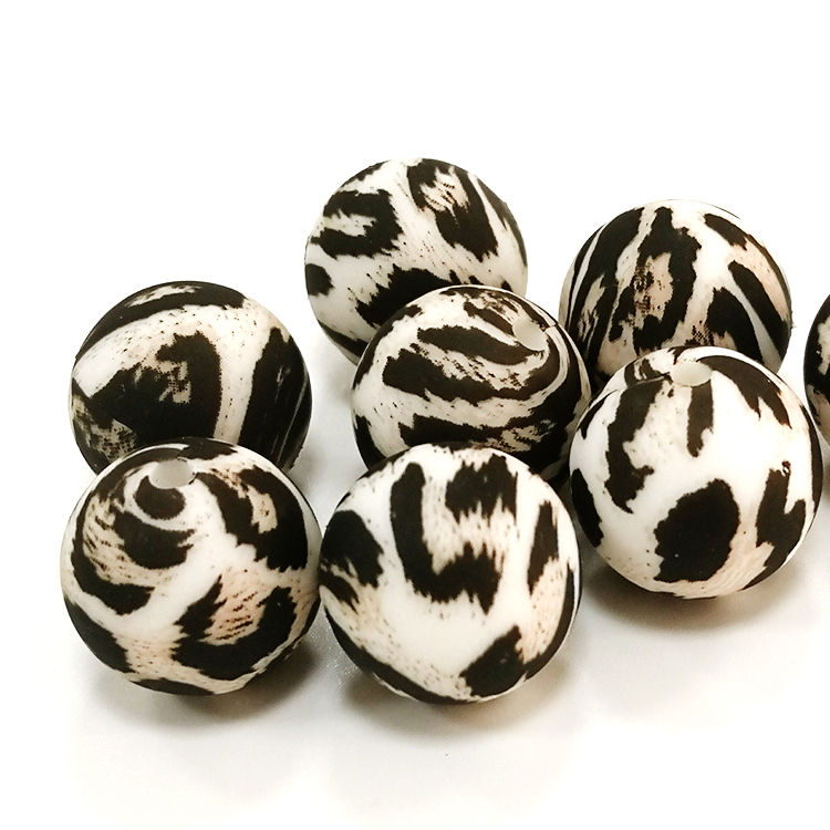 Chewable Leopard Print Silicone Beads 12mm Silicone Beads DIY Baby Toy