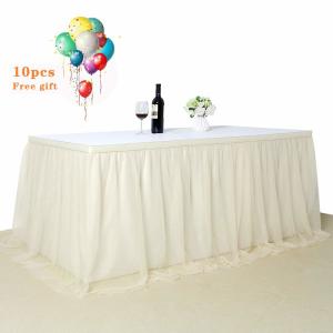Wholesale Romantic Ivory Disposable Plastic Table Skirts Extra Fluffy For Wedding Ceremony from china suppliers