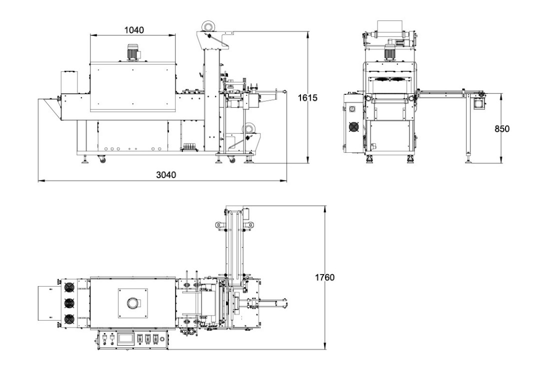 Fully automatic heat shrink packaging machine cuff type and precise wrapping solution online with turret rewind machine