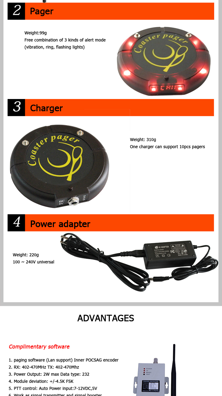 New arrival of restaurant guest queue system with LED display pagers and support customized frequency keyboard