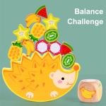 Wooden Stacking Balance Building Block Toys Cartoon Animal Hedgehog Fruit Blocks