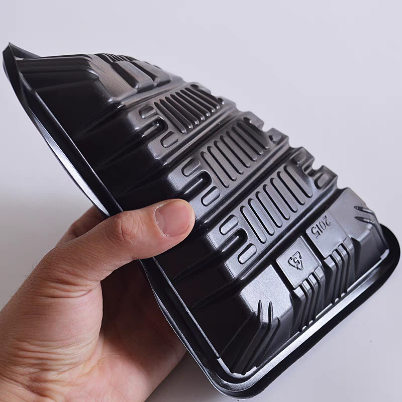 Customized Blister Frozen Food Tray Black Disposable Meat Trays Rectangular