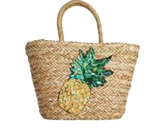Wholesale ECO Friendly Fashion Summer Tote Handbag Bohemian Handmade Bali Bags Straw Beach Bag Cotton Canvas Shopping Bags from china suppliers