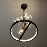 Modern Nordic Hanging Led Lamp Glass Pendant Lamps Dia28/48cm With Long Pole