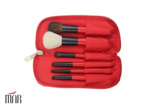 Wholesale Goat Hair Benefit Brush Set Makeup Brush Cylinder Red Wooden Handle from china suppliers