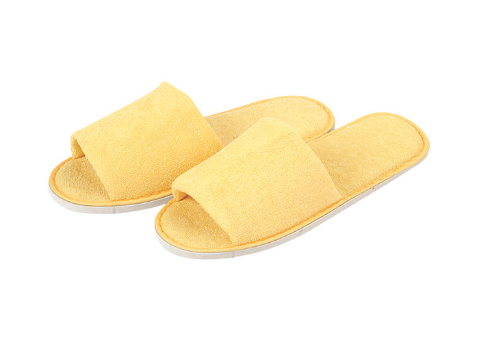 White Velvet Material Disposable Hotel Slippers Solid Imprinted Customized Logo