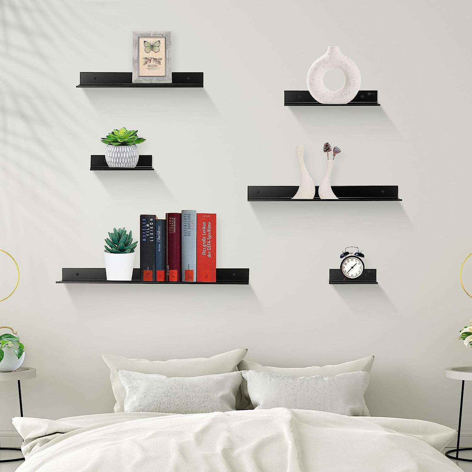 Wall Mount Floating Shelf Bracket Heavy Duty Industrial Carbon Steel Black L-Shaped Bracket 6in