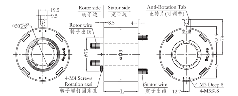  Through Bore Slip Ring slip ring_through hole slip ring hole size
