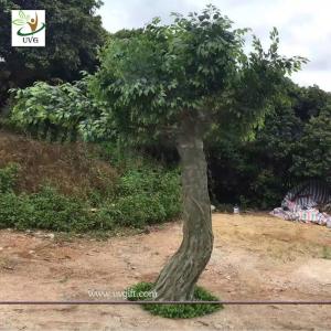 Wholesale UVG gaint fake outdoor trees in faux banyan tree leaves for garden ornaments 4 meters high from china suppliers