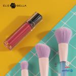 3pcs Travel Makeup Brush Set Transparent Plastic Handle Aluminum Ferrule