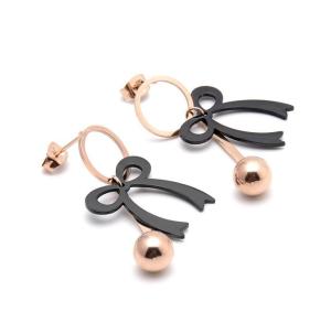Wholesale Rose Gold Plated Plain Ribbon Bow Tassel Stud Earrings Women Fashion Jewelry , Bow Knot Pendant Chain Drop Hook Earring from china suppliers