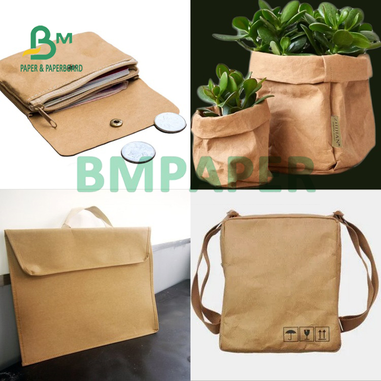 0.5mm Sewable  wahsable kraft paper fabric wear resistance for wallets