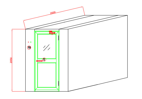 Automatic blowing Full Glass Doors SS304 Stainless Steel Air Shower for 3-4persons