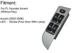 Four Door Passenger Side Window Switch Front Left Hyundai Accent Yellow Light