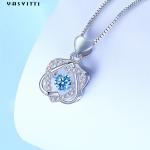 1.2x2cm 2.2g Sterling Silver Jewelry Necklaces S925 Heart Six Pointed Star