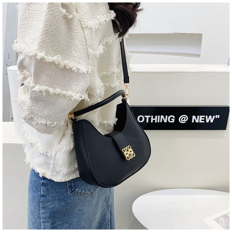 Lady Plain Handbag with Zipper Lining Fashion Shoulder Bags Underarm Long Strap Purse