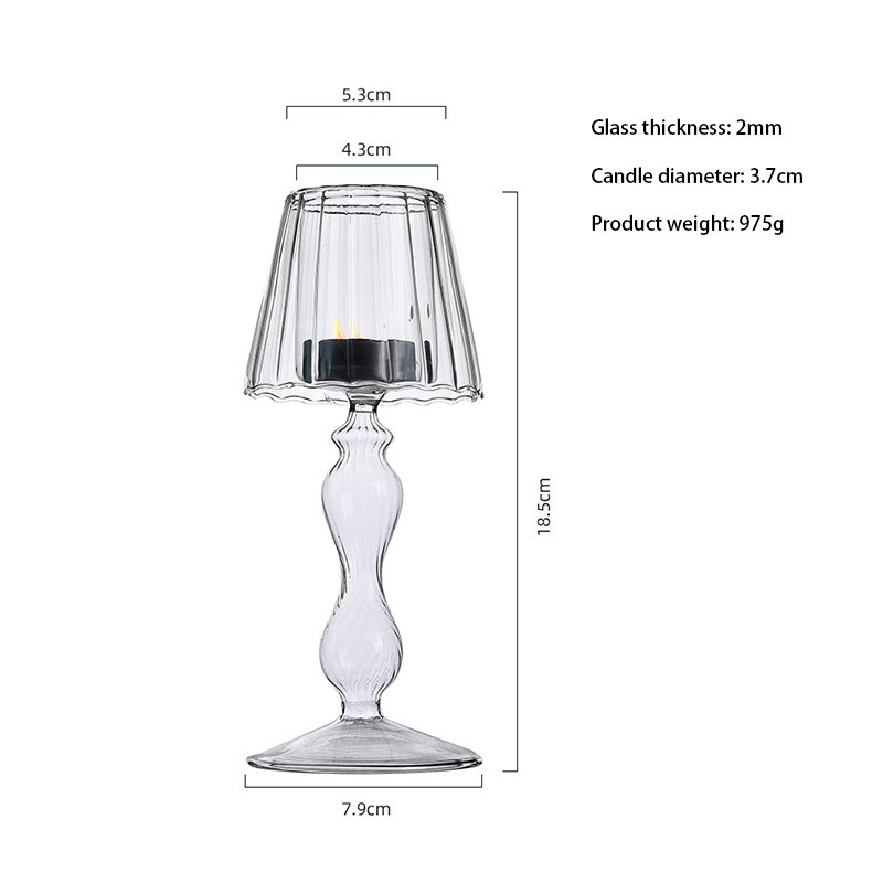 Bedside Smooth Glass Modern Candle Holders Lamp Shaped Electroplated Colored