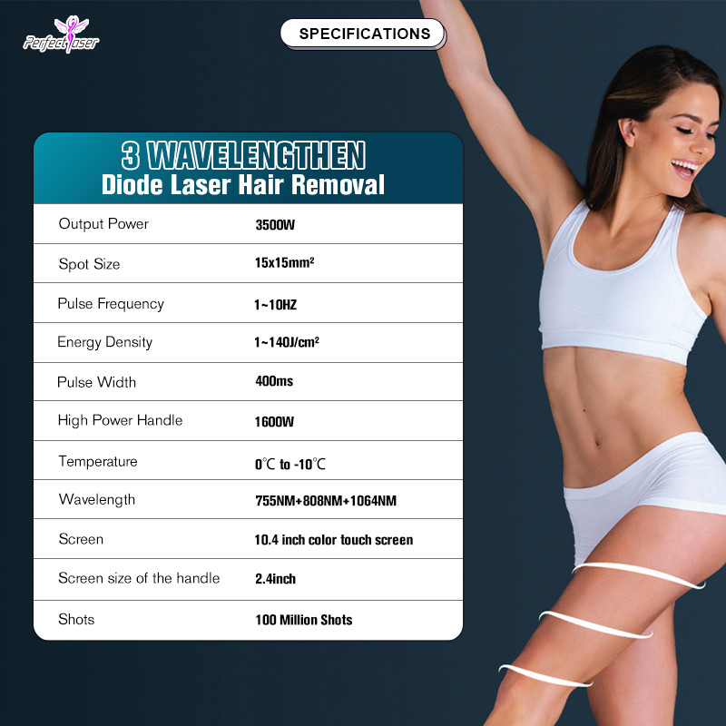 3500W High Power Portable Diode Laser Hair Removal Machine 755nm 808nm 1064nm